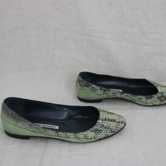 MAMOLO BLAHNIK green python ballet flats size 38 - Picture 6 of 6